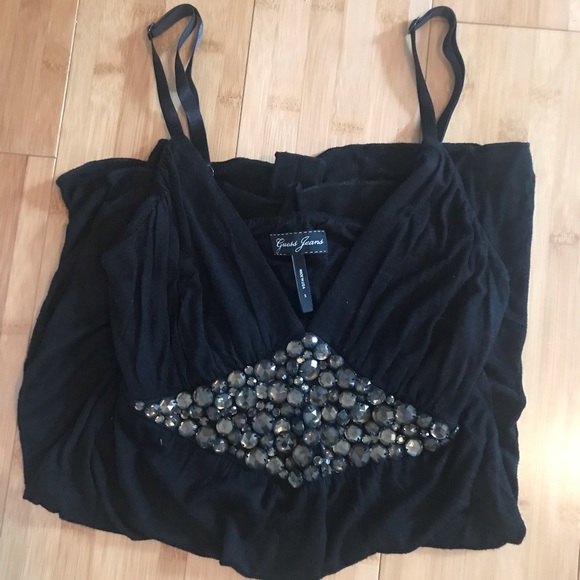 Guess Women’s Small Black Crystal Beaded Tank Top - Picture 4 of 4